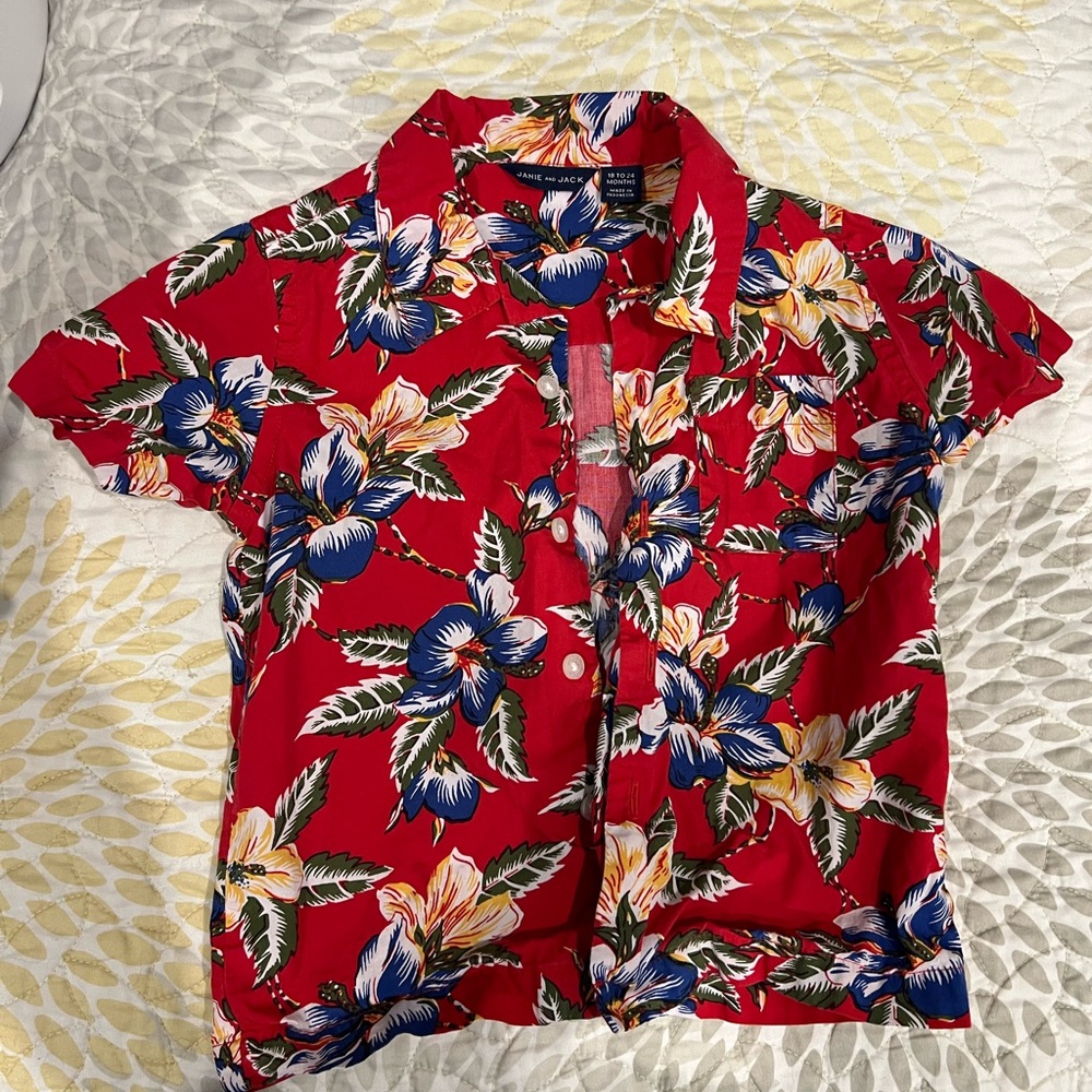 Janie and Jack Red Floral Shirt